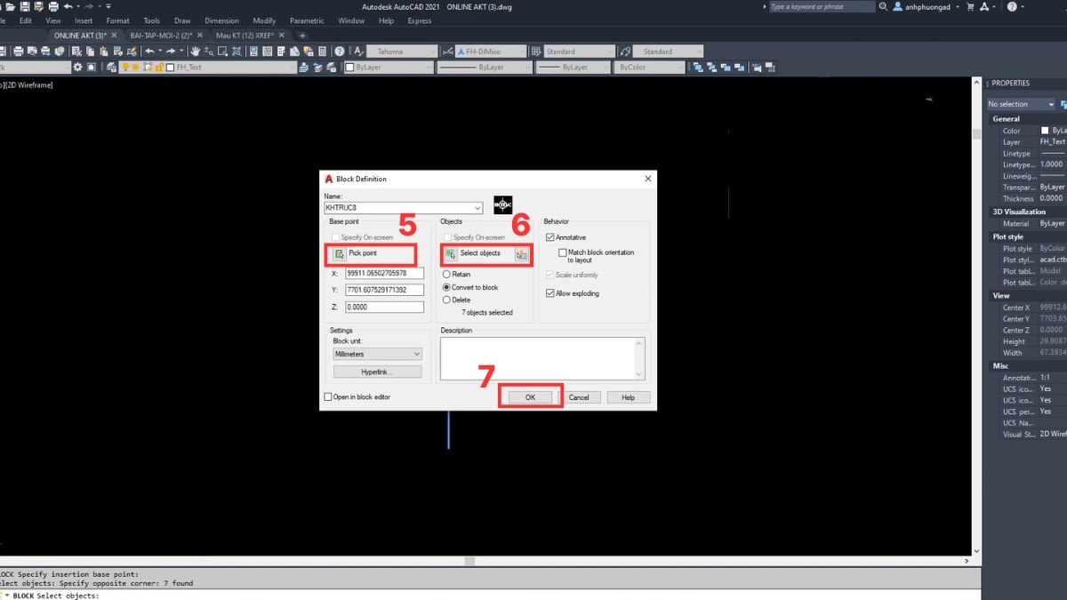 Thao tác bật Annotative trong CAD cho Block