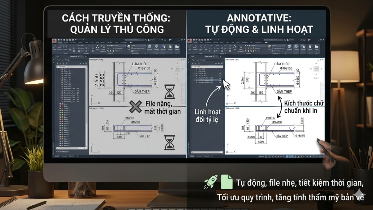 Vì sao nên sử dụng Annotative trong AutoCAD?