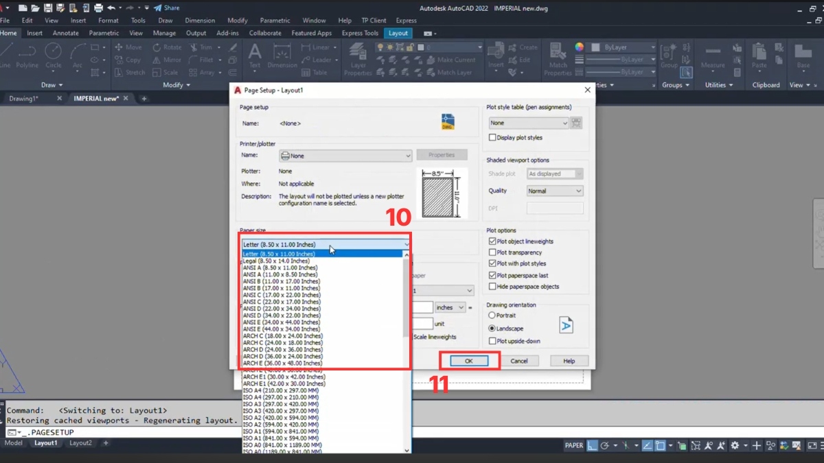 Cài đặt Layout cho đối tượng trong AutoCAD