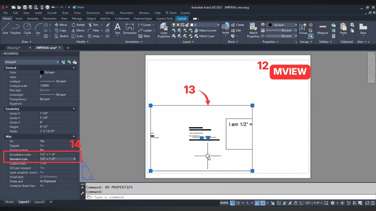 Hiển thị Viewport trong AutoCAD
