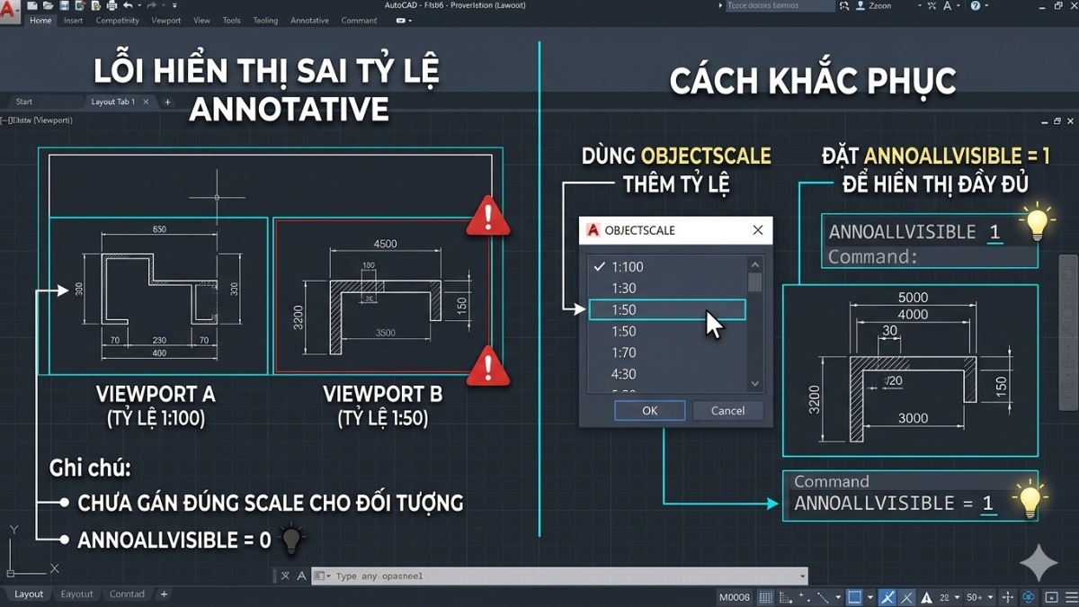 Annotative không hiển thị đúng tỷ lệ