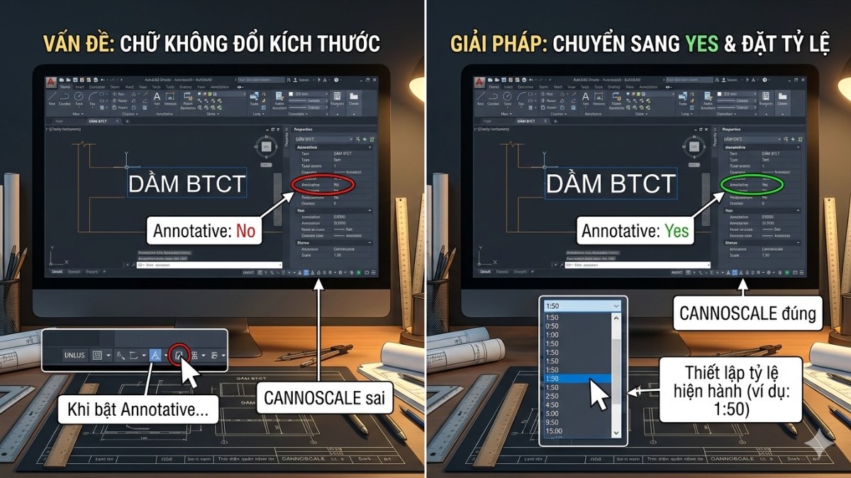 Annotative không hoạt động