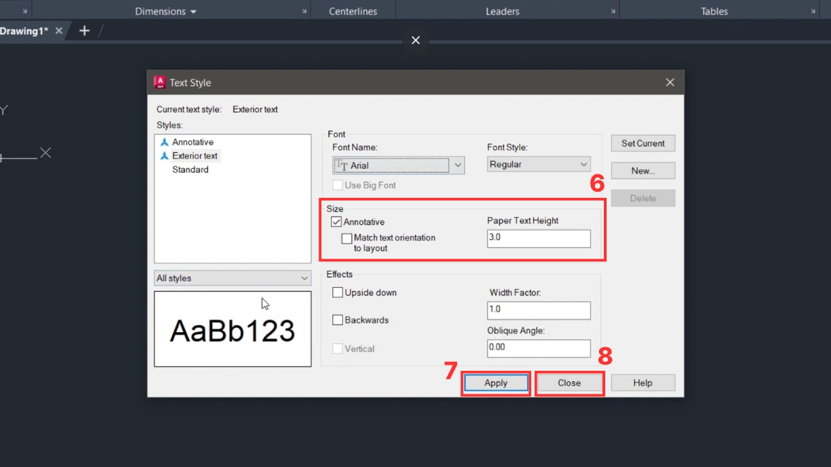 Cách bật Annotative trong CAD khi tạo Text
