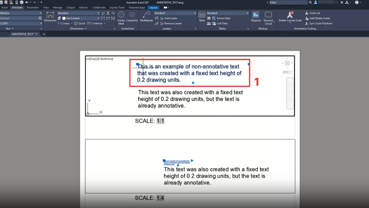Hướng dẫn bật Annotative trong CAD cho text có sẵn