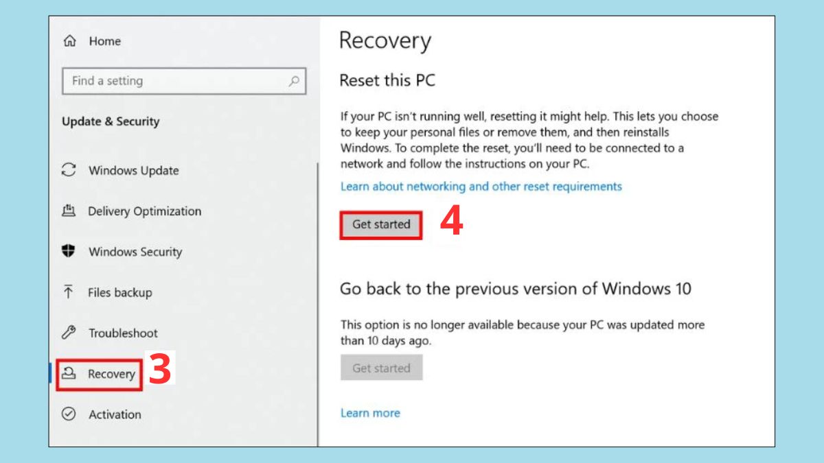 Khôi phục cài đặt gốc hoặc cài lại Windows