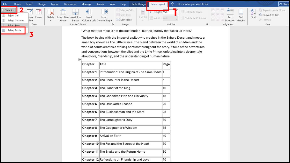 Bôi đen toàn bộ nội dung trong bảng
