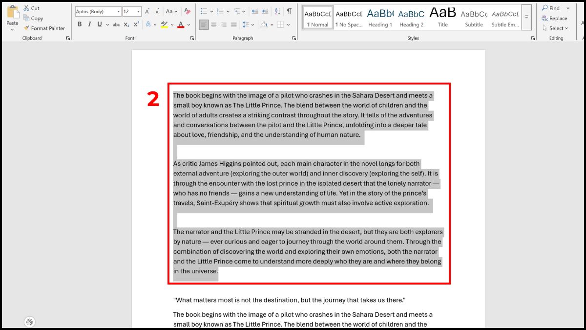 Cách bôi đen văn bản Word bằng phím Shift và chuột