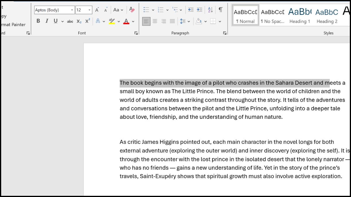 Bôi đen văn bản Word bằng phím Shift và mũi tên