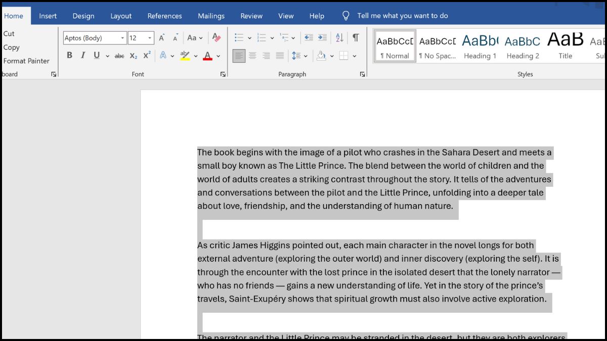 Bôi đen văn bản Word bằng phím Shift và mũi tên