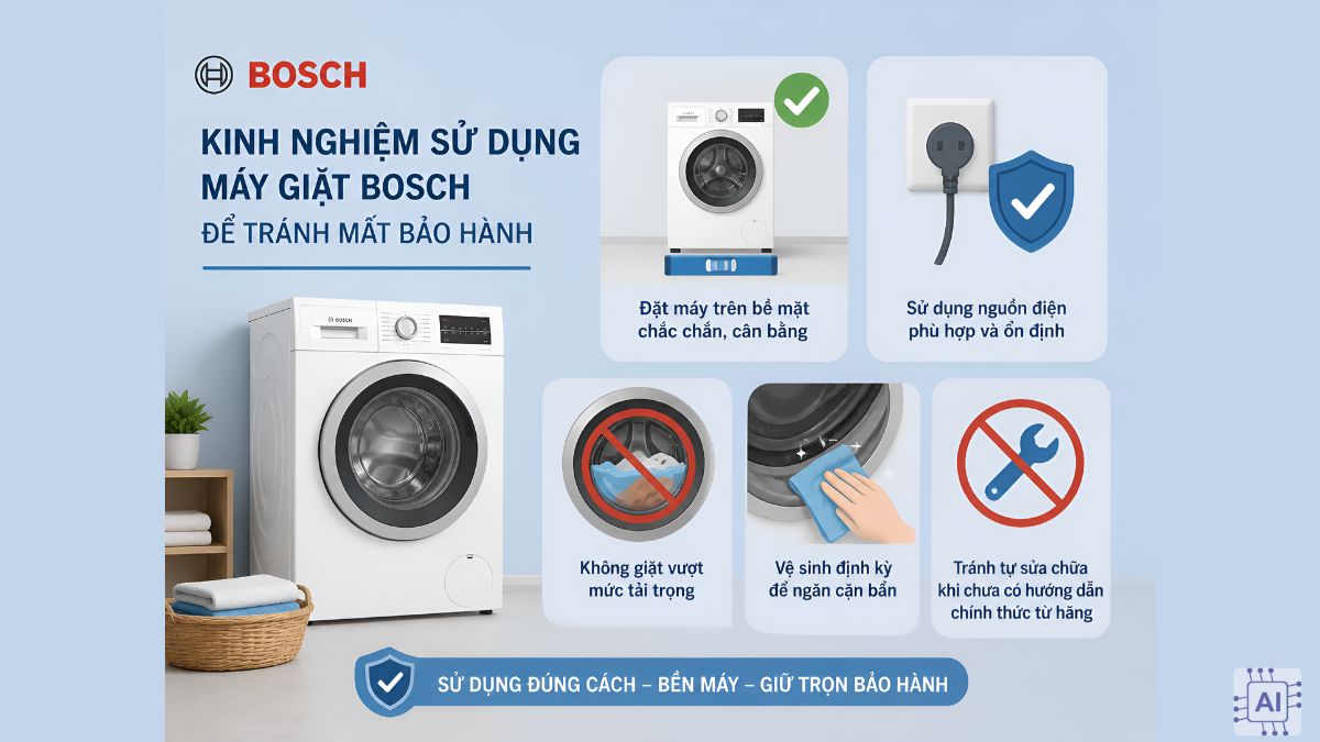 Kinh nghiệm sử dụng máy giặt Bosch để tránh mất bảo hành