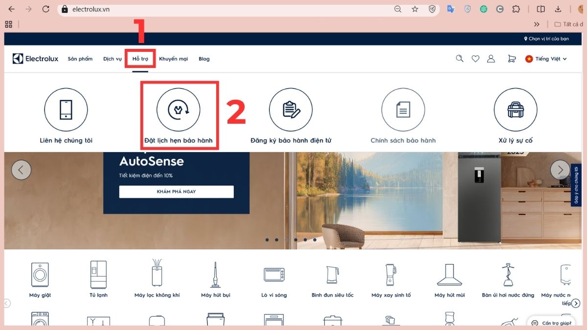 Đăng ký bảo hành máy giặt Electrolux online