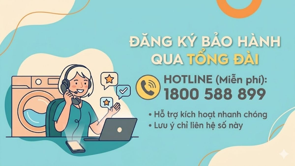 Đăng ký bảo hành máy giặt Electrolux thông qua tổng đài