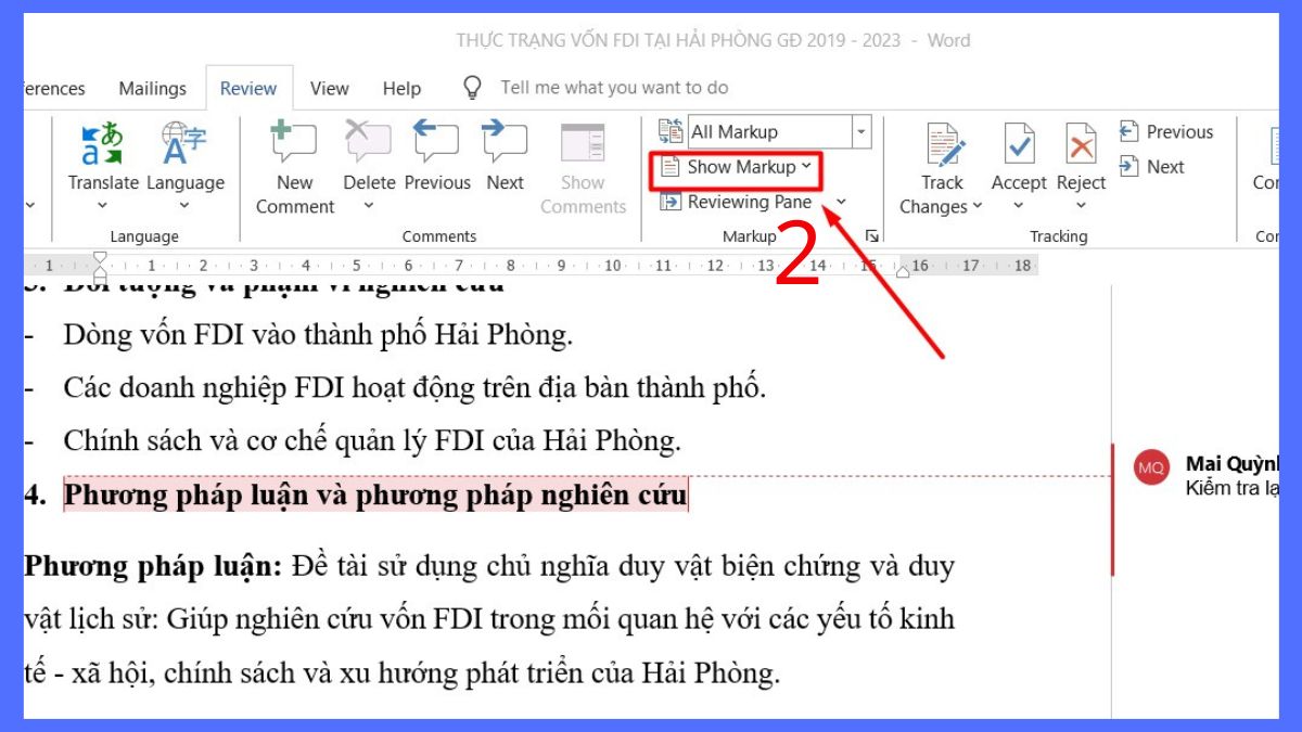 Cách ẩn ghi chú trong Word (không cần xóa)