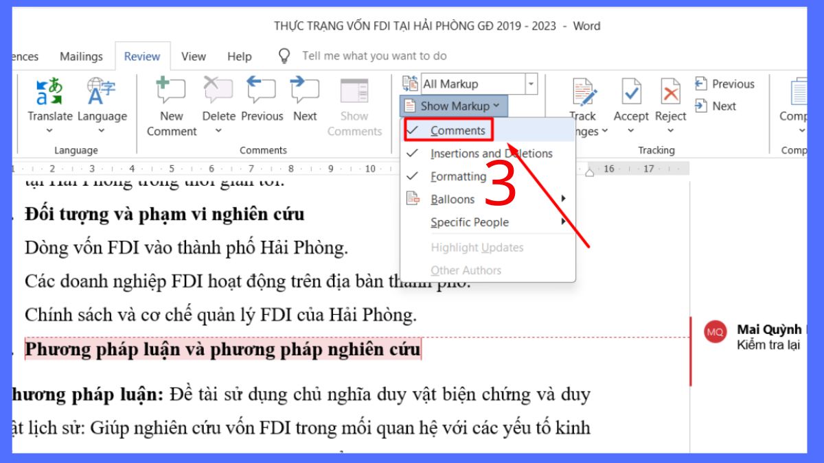 Cách ẩn ghi chú trong Word (không cần xóa)