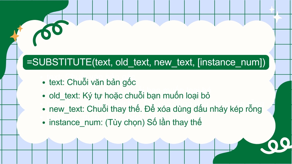 Dùng hàm SUBSTITUTE để bỏ ký tự cụ thể
