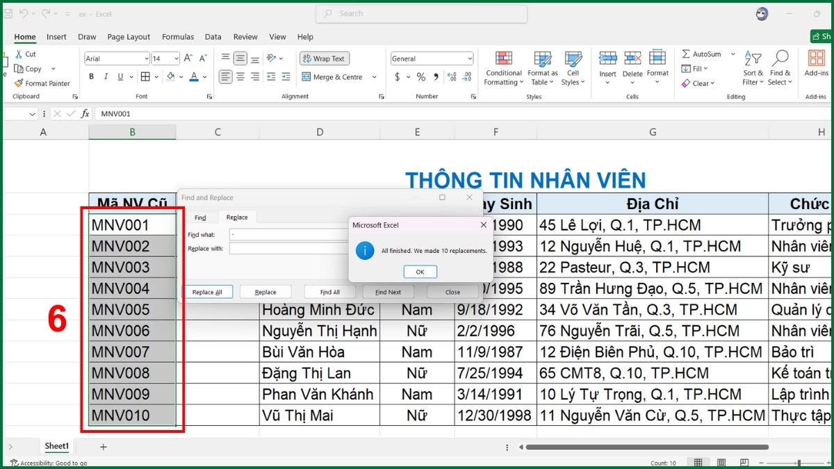 Sử dụng công cụ Find & Replace