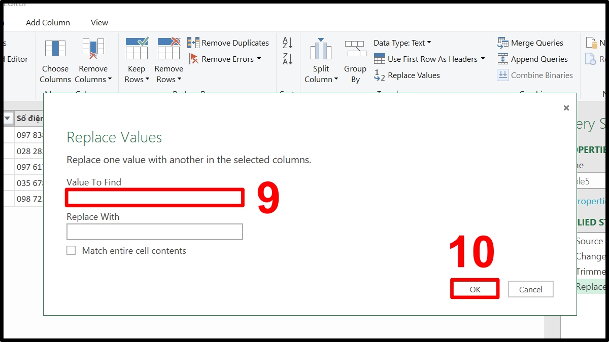 Dùng Power Query xóa khoảng trắng