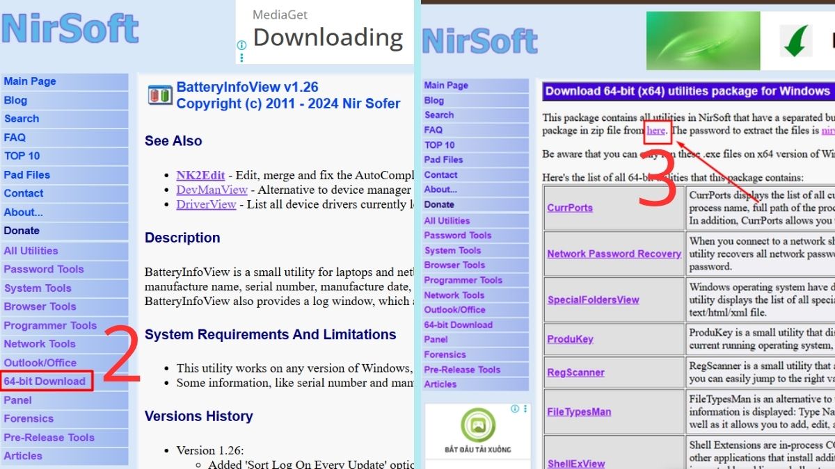 Cách tải phần mềm BatteryInfoView