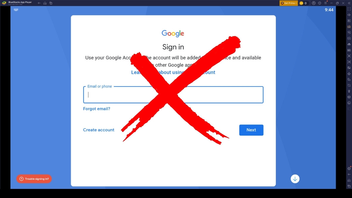 Máy không đăng nhập được BlueStacks bằng tài khoản Google