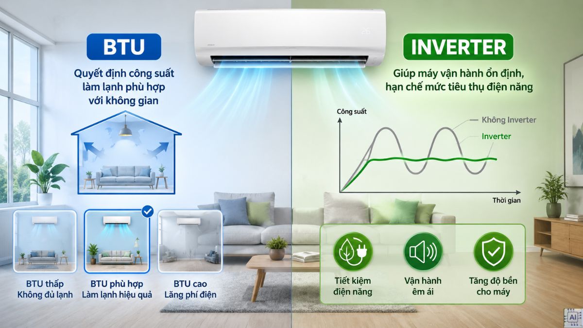 BTU và Inverter: Yếu tố nào quyết định khả năng tiết kiệm điện?