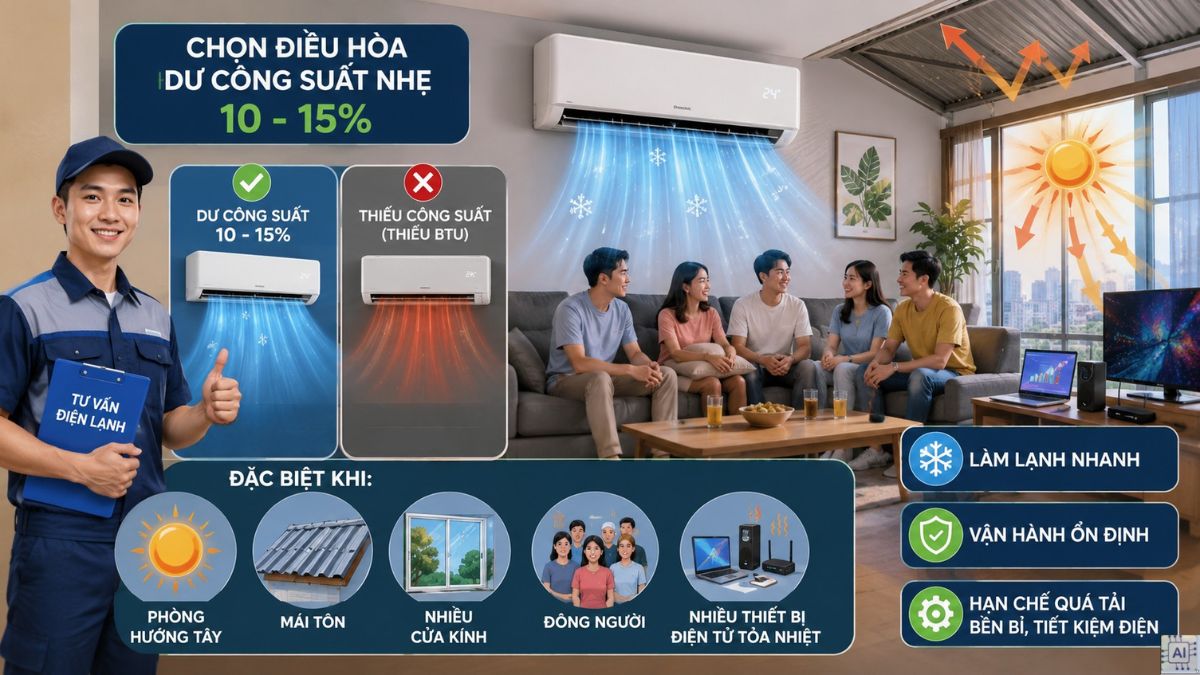 Kỹ thuật viên khuyên chọn dư hay thiếu BTU?