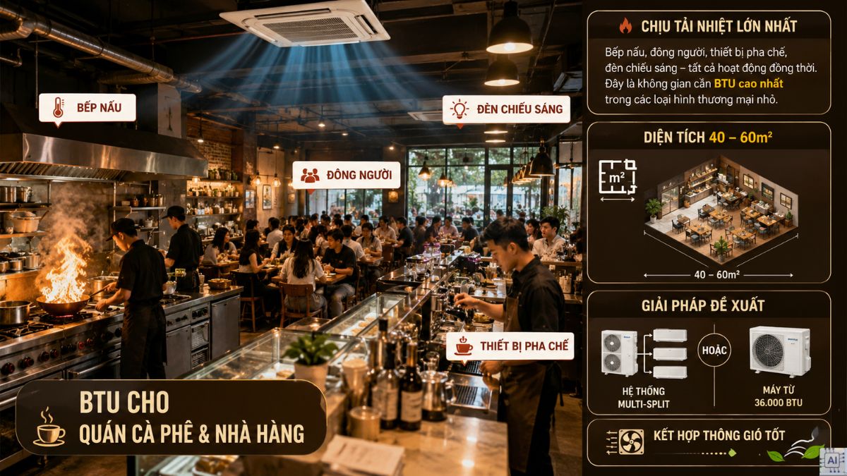 BTU cho quán cà phê và nhà hàng