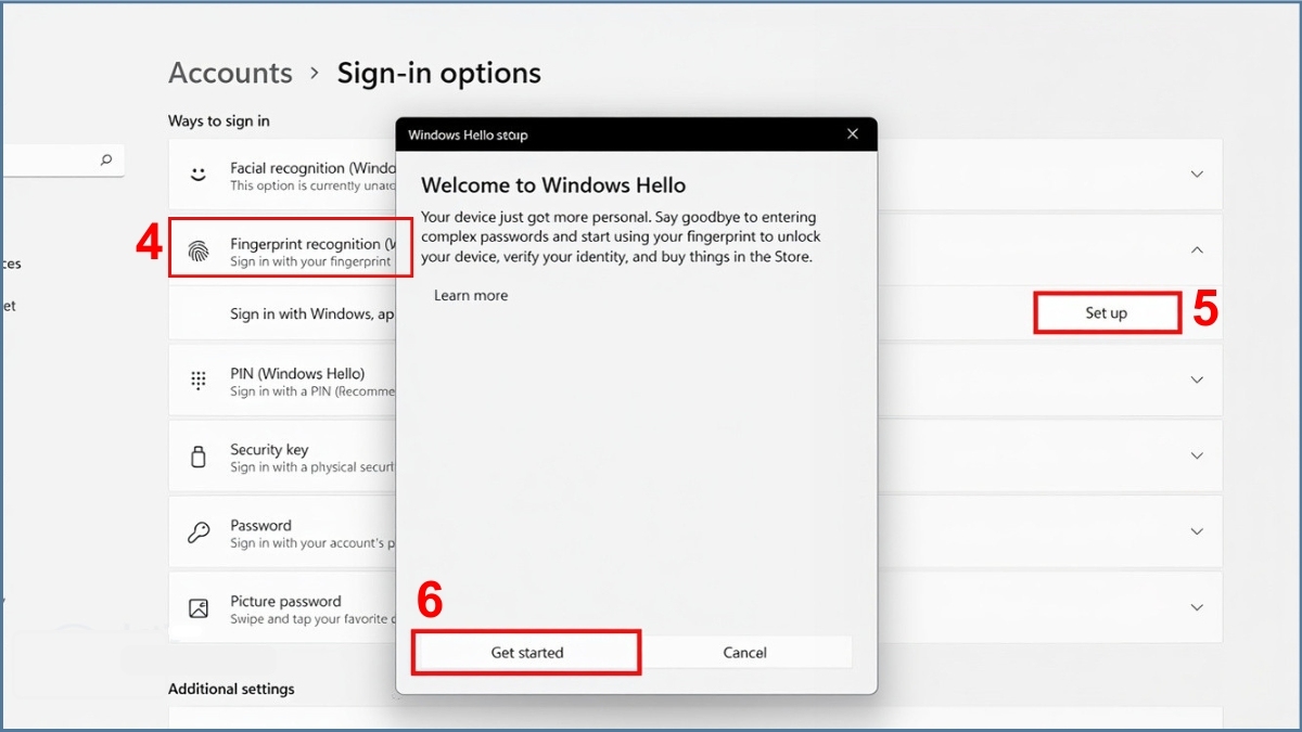 Cách cài vân tay laptop HP trên Windows 11