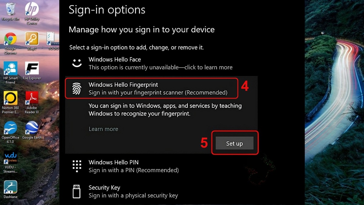 Cách cài vân tay laptop HP trên Windows 10