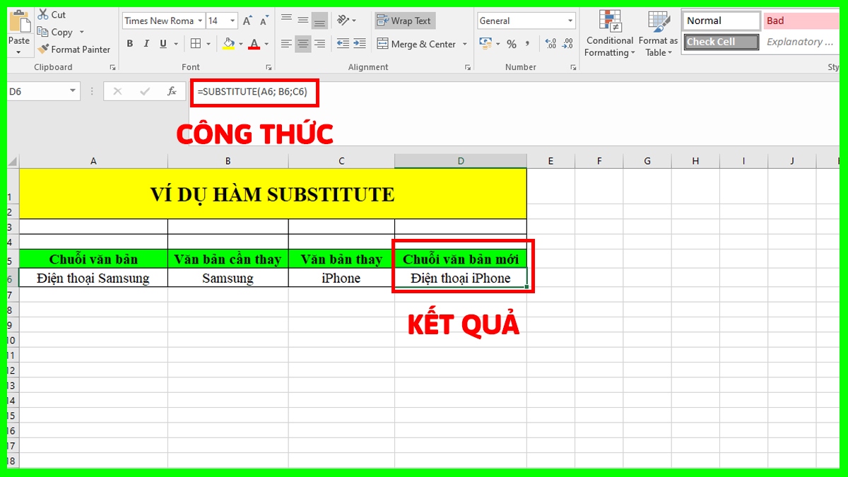 Hàm nâng cao SUBSTITUTE