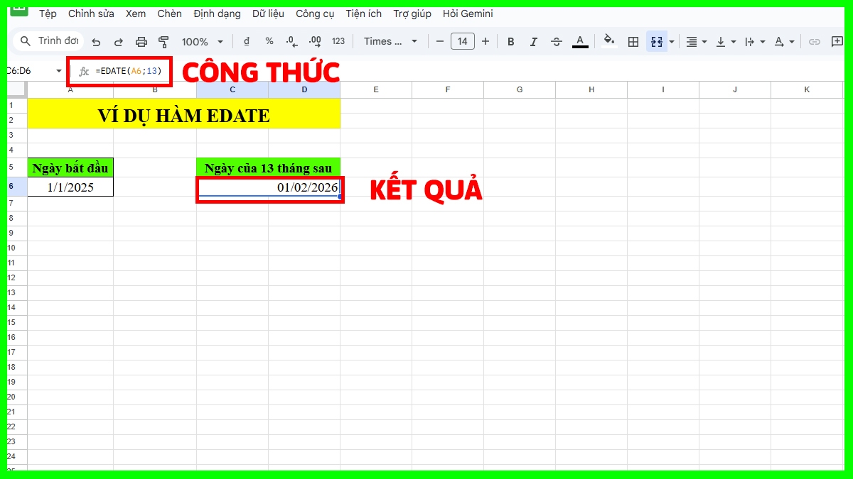 Hàm Excel nâng cao EDATE