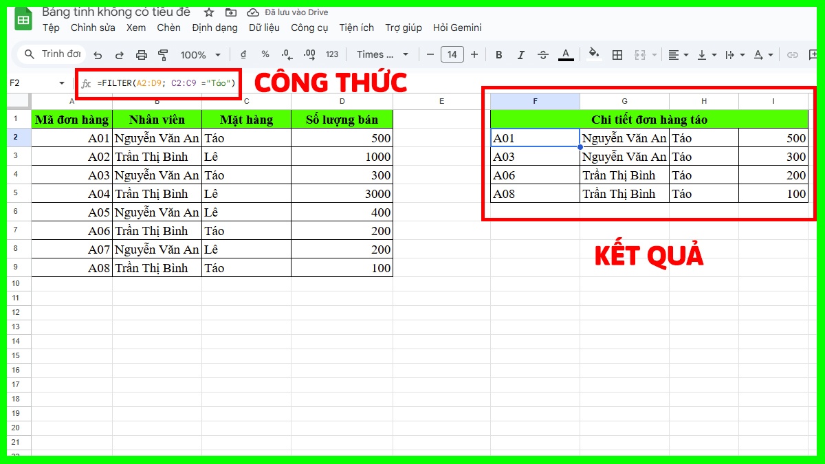 Hàm Excel nâng cao FILTER