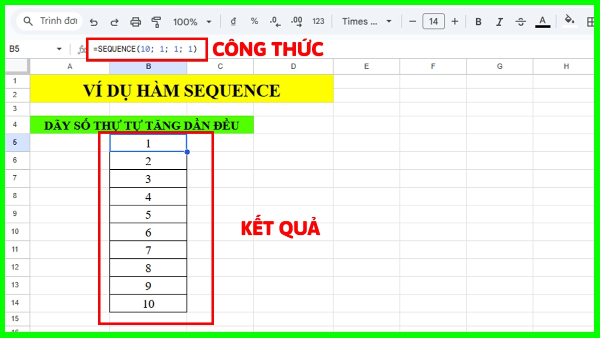 Hàm Excel nâng cao SEQUENCE