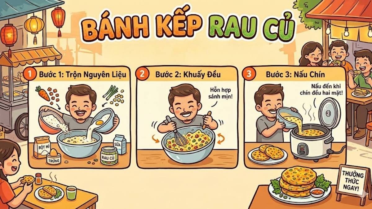Làm bánh kếp rau củ bằng nồi cơm điện