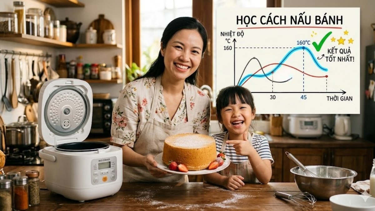 Điều chỉnh nhiệt độ và thời gian hợp lý khi làm bánh bằng nồi cơm điện
