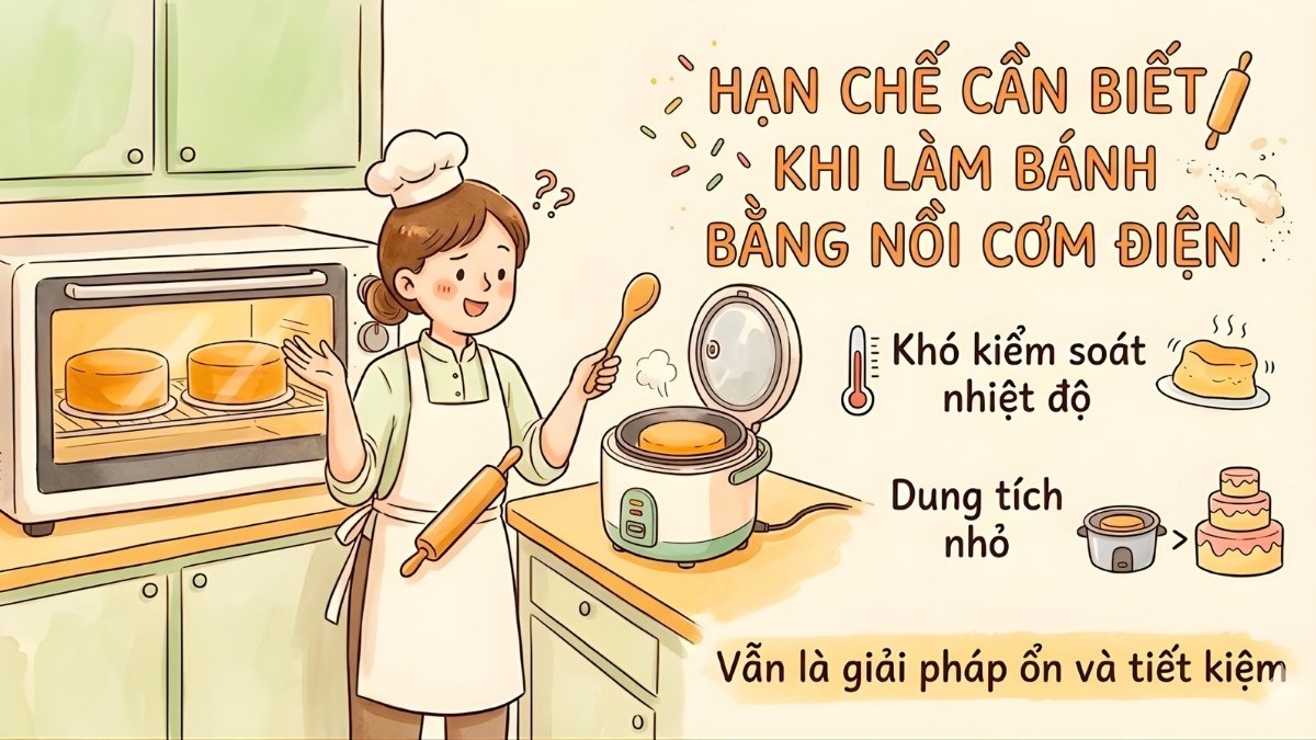 Những hạn chế cần biết khi làm bánh bằng nồi cơm điện