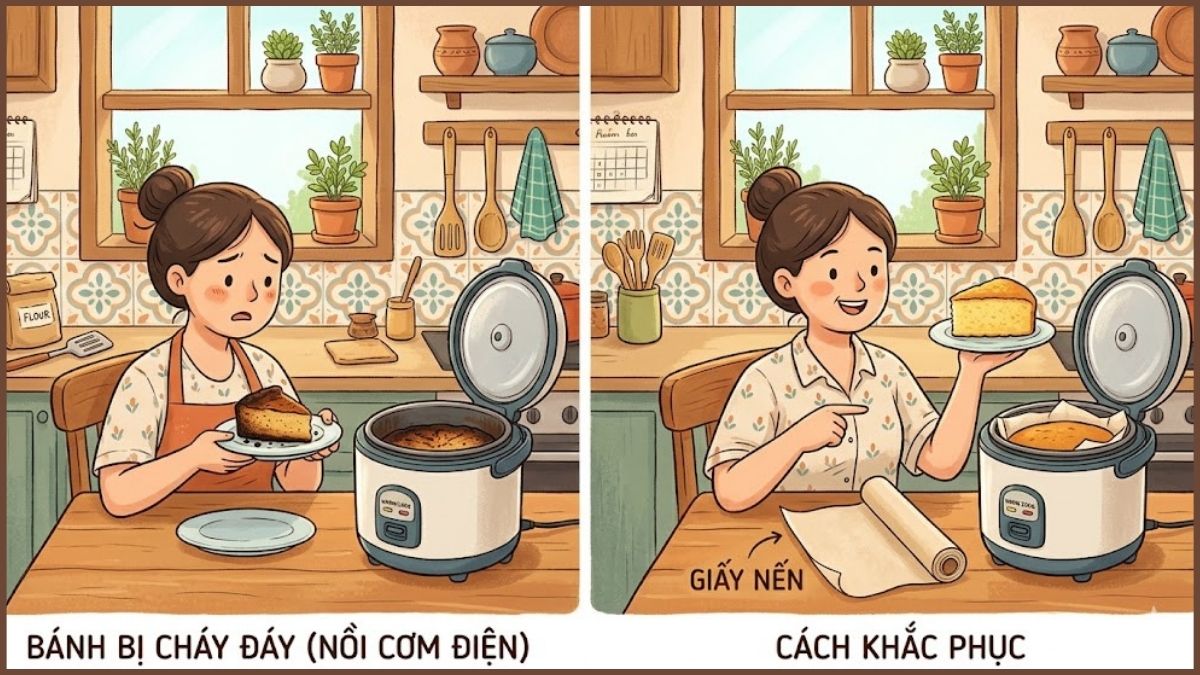 Bánh bị khô hoặc cháy đáy