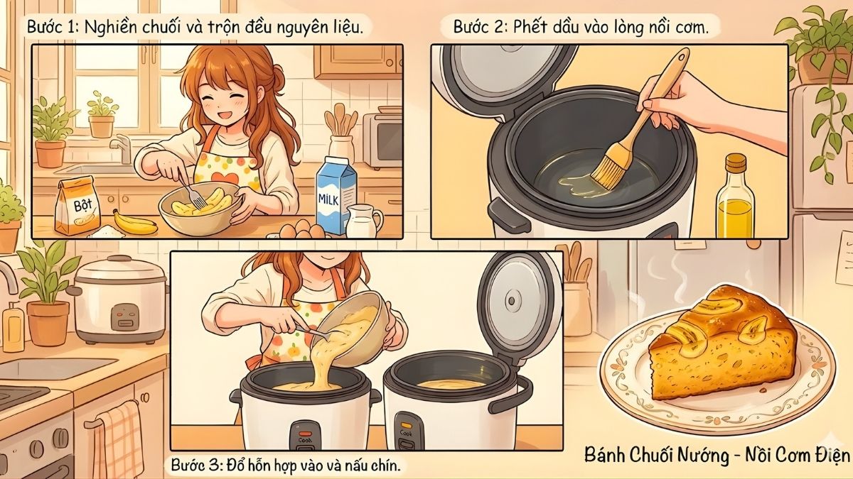 Bánh chuối nướng được làm bằng nồi cơm điện