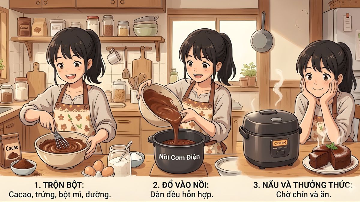 Bánh chocolate làm bằng nồi cơm điện