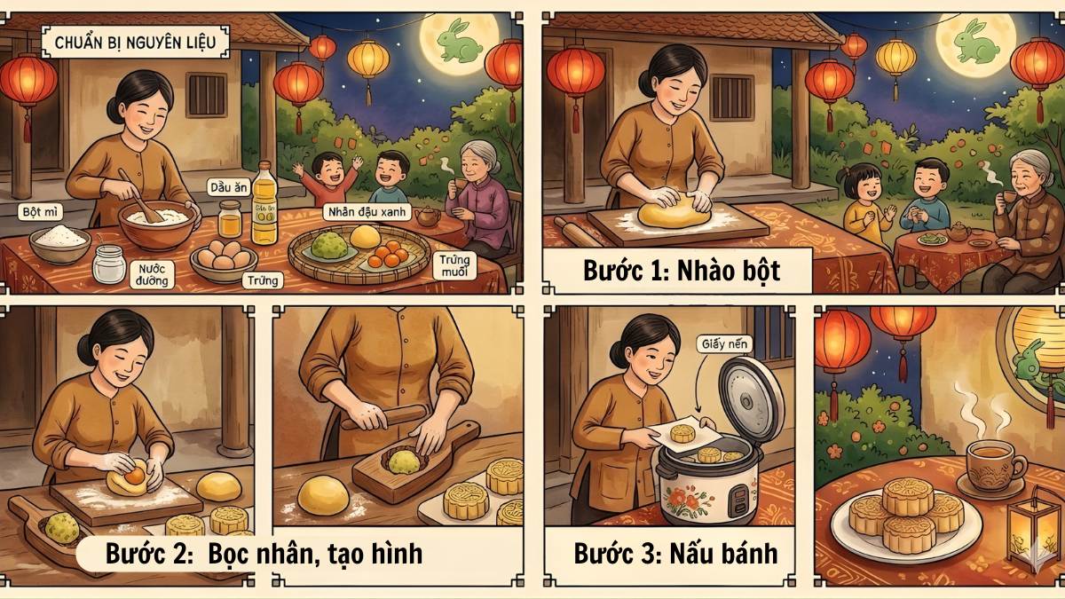 Cách làm bánh trung thu bằng nồi cơm điện