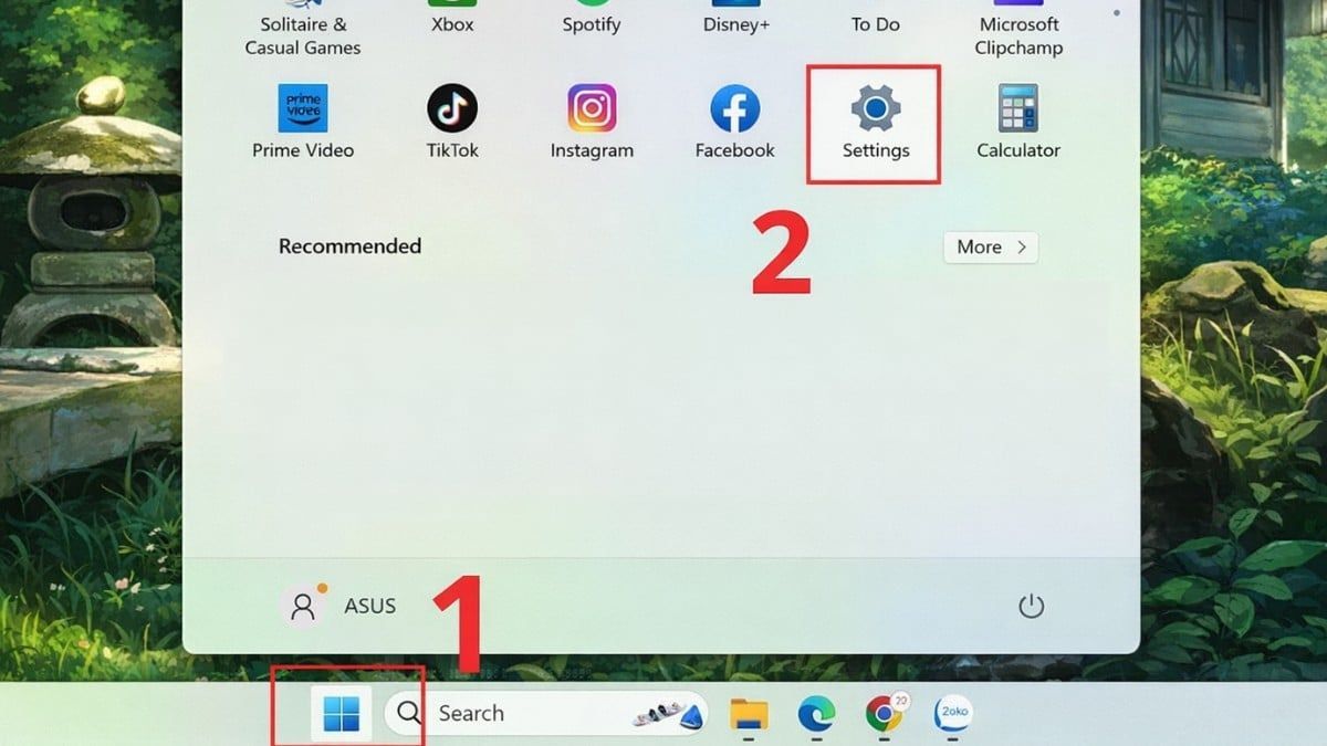 Đặt mật khẩu máy tính Windows 11 qua Settings