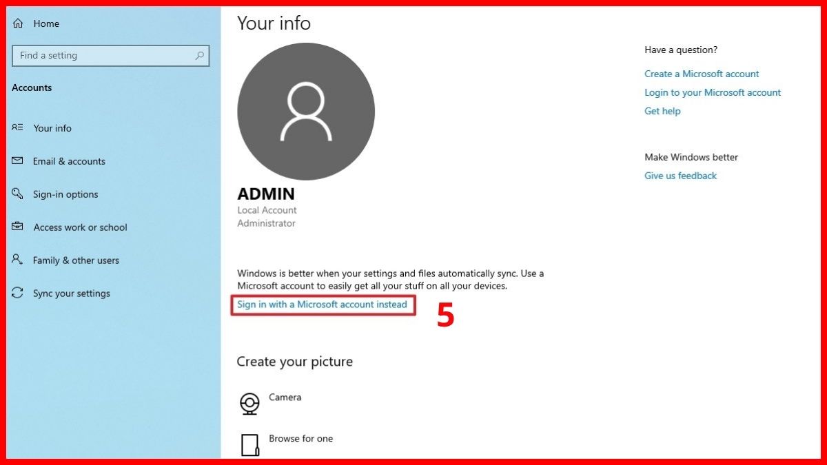 Cách đặt mật khẩu máy tính bằng tài khoản Microsoft