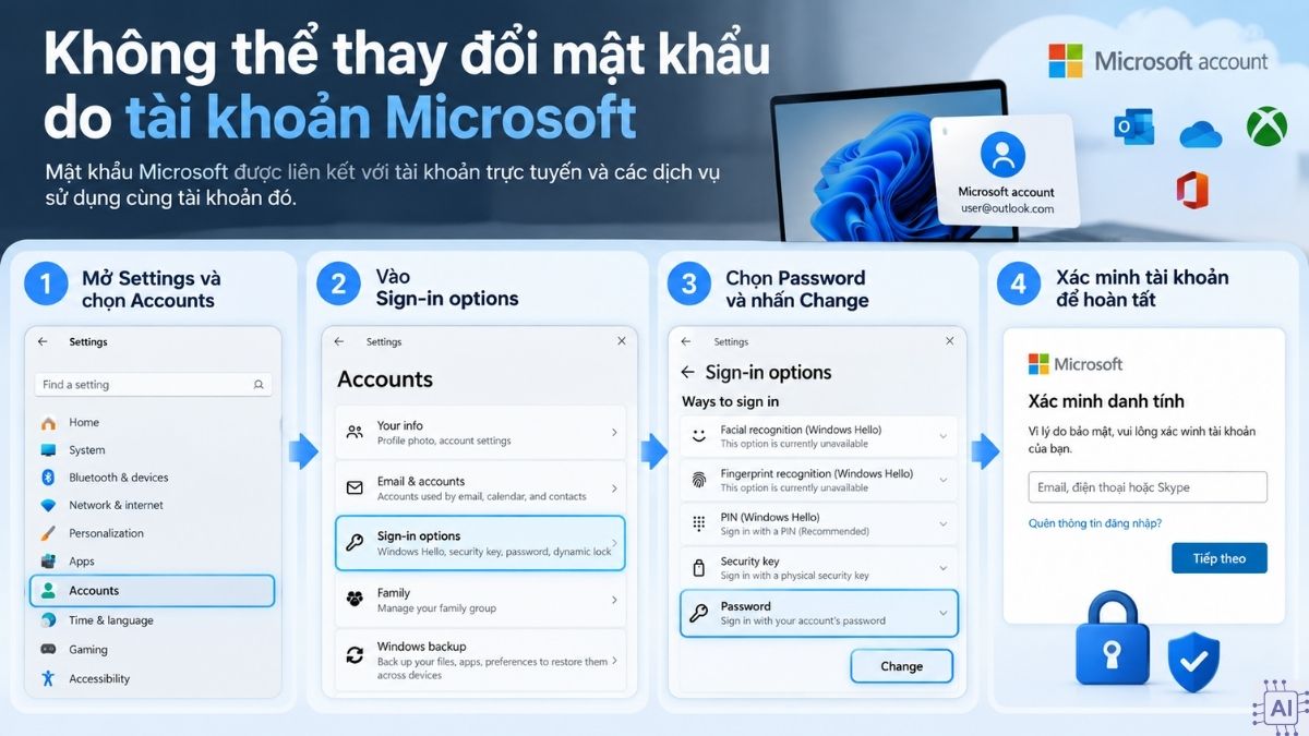 Cách khắc phục lỗi không thể thay đổi mật khẩu Windows