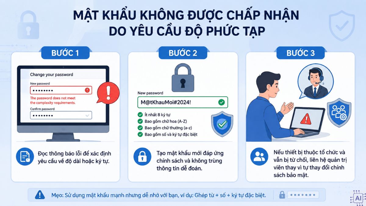 Lỗi Mật khẩu không được chấp nhận do yêu cầu độ phức tạp