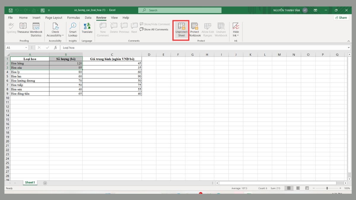 Lỗi Không bôi đen được trong Excel