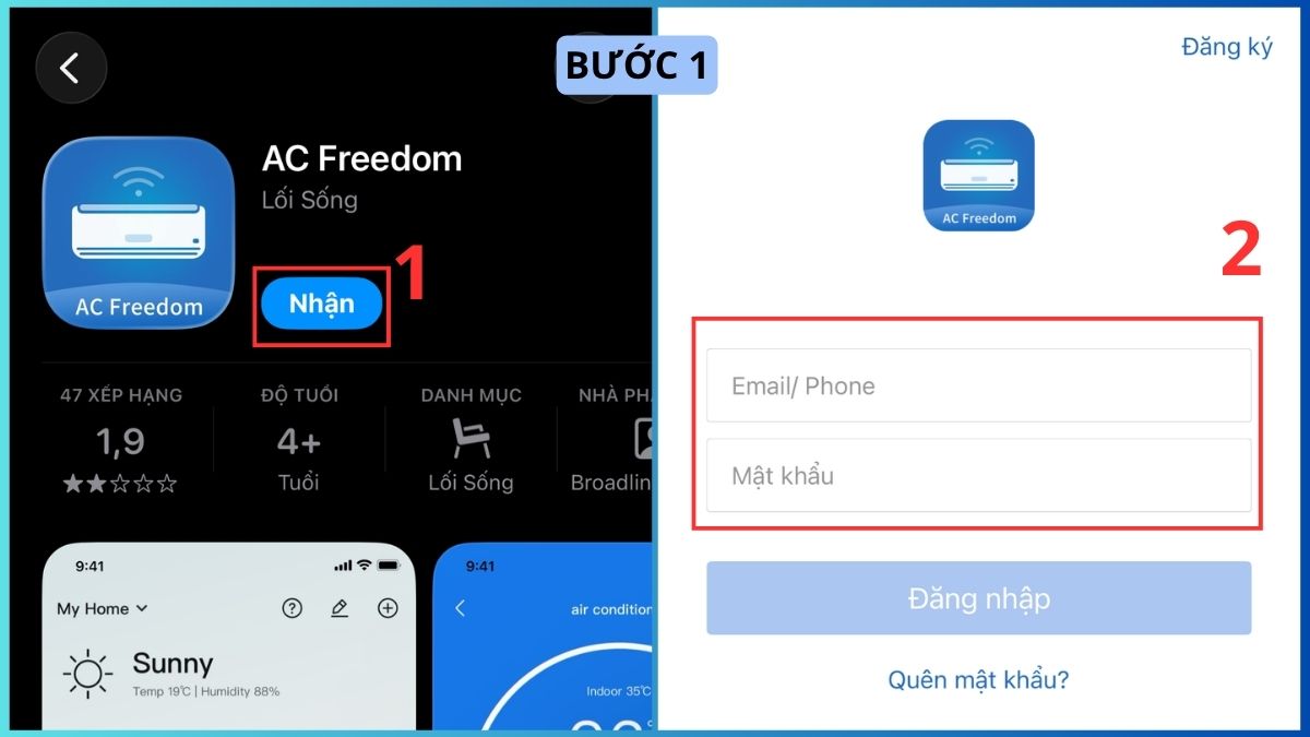 Mở ứng dụng điều khiển điều hòa Casper