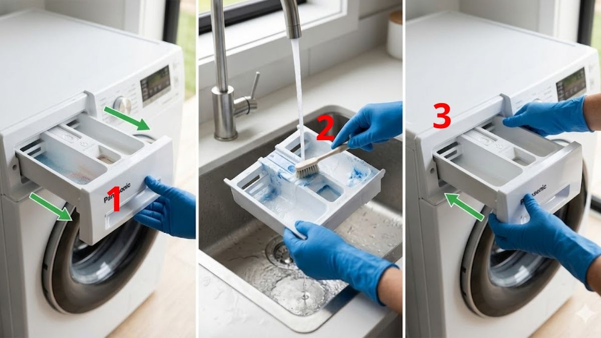 Vệ sinh ngăn chứa đổ nước xả 1 lần bằng cách thủ công