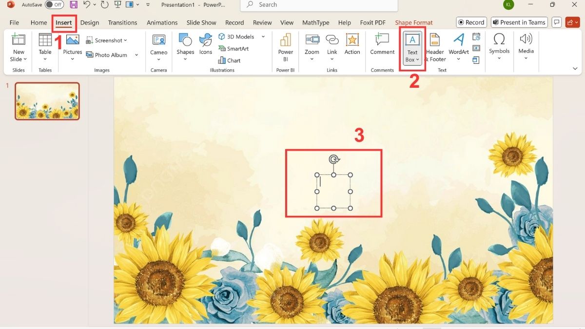 Chèn chữ vào ảnh bằng Text Box trong PowerPoint