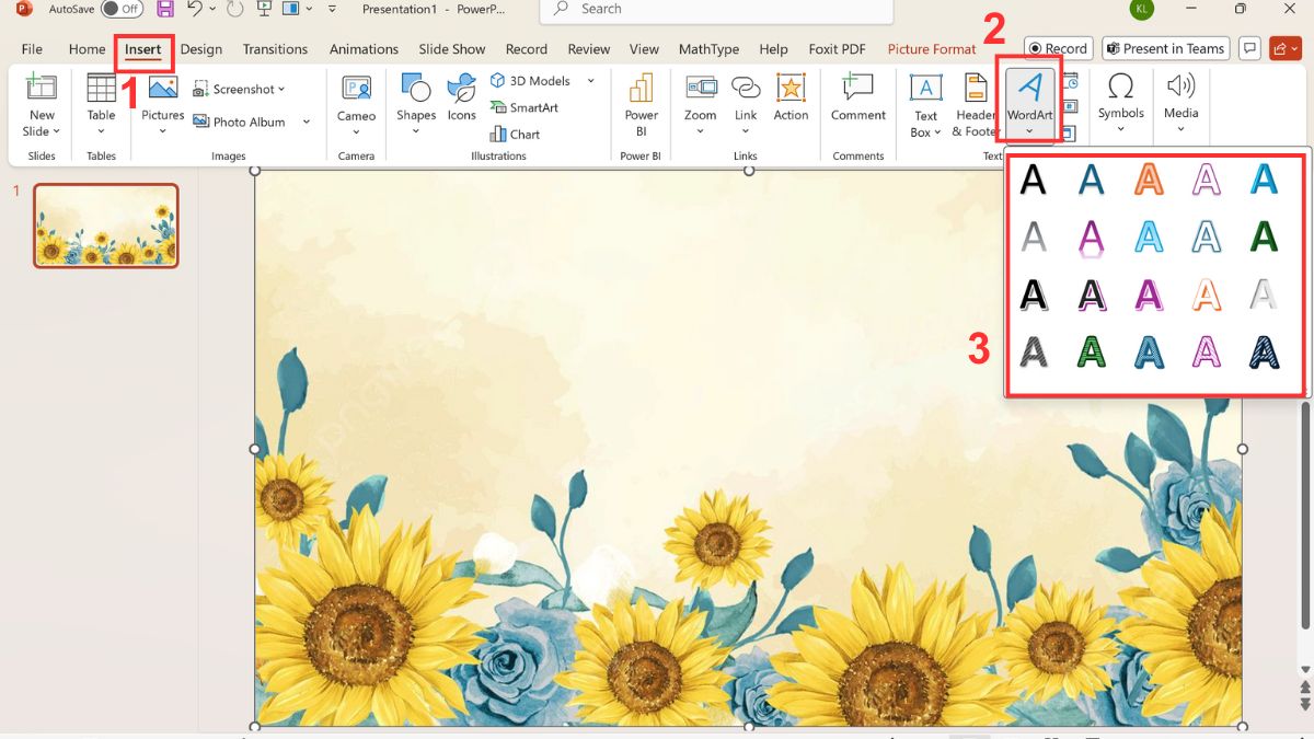 Chèn chữ vào ảnh bằng WordArt