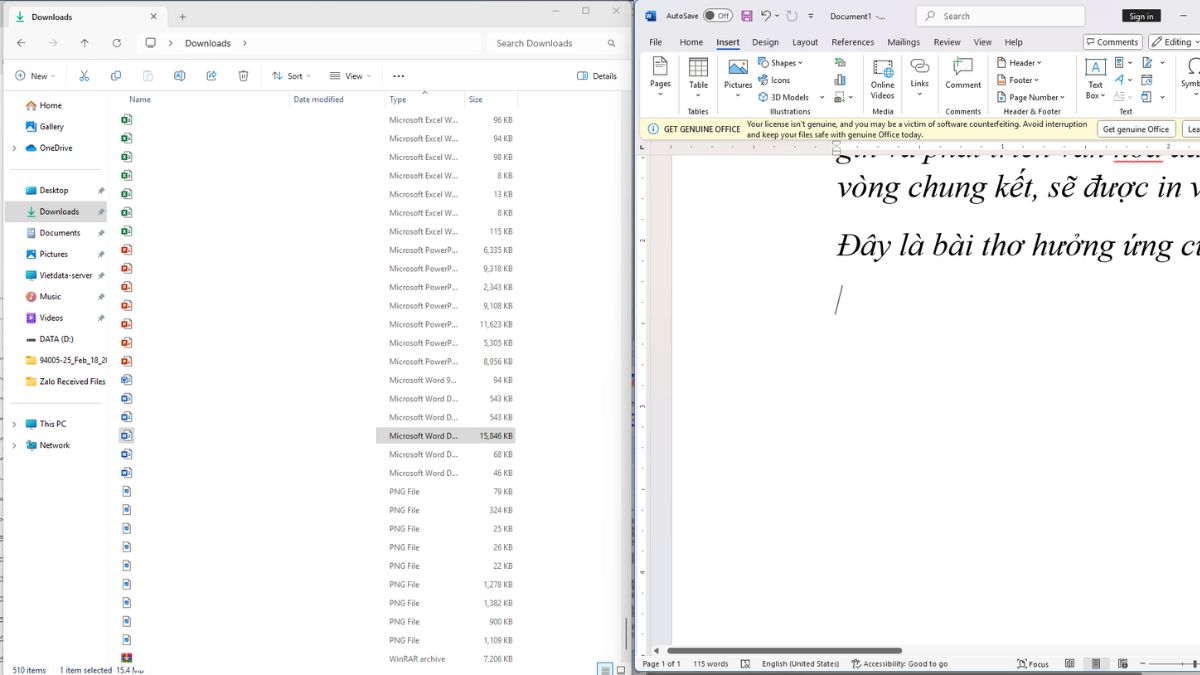 Kéo thả file Word trực tiếp vào tài liệu Word