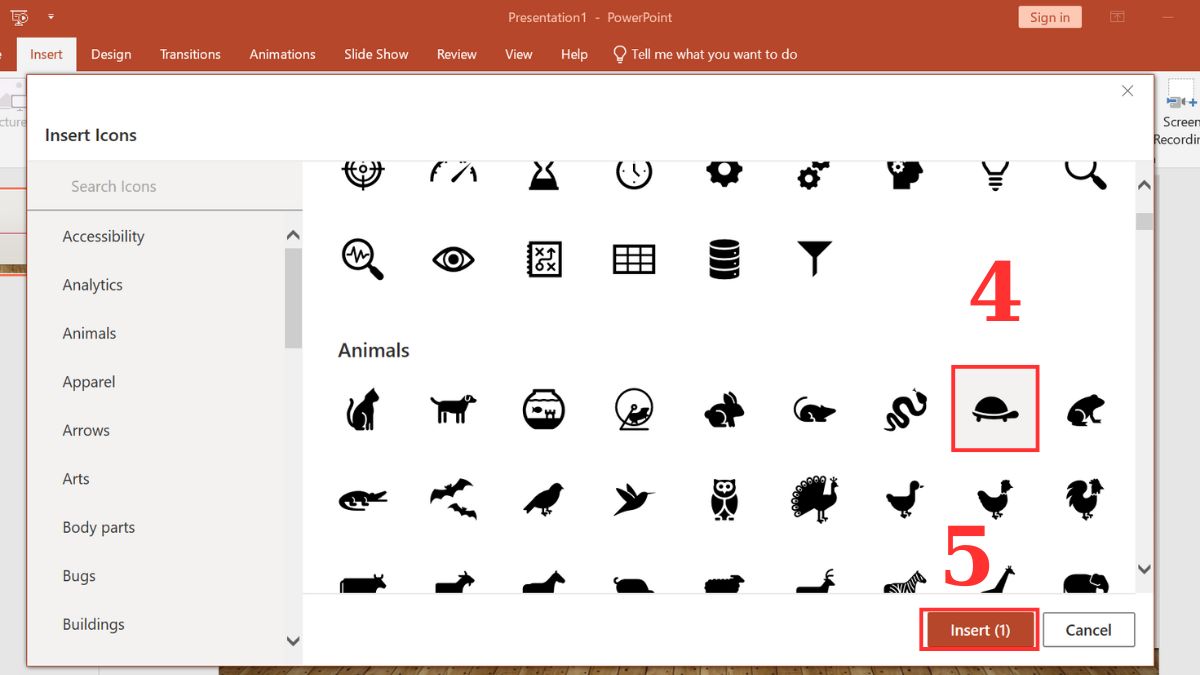 Chèn sticker có sẵn trong PowerPoint